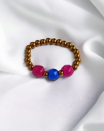 Pierścionek : golden summer I :: jadeit, hematyt., kaktusia