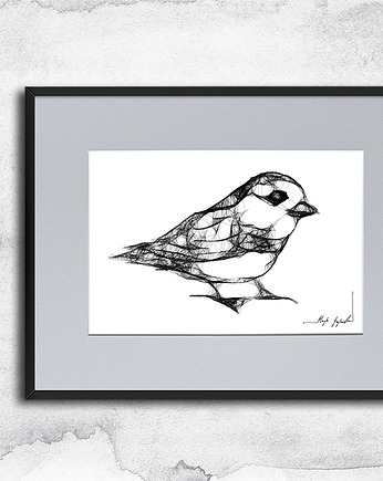 Autorska grafika w oprawie - nr 17 - wróbelek, Maja Gajewska