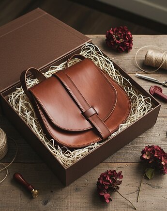 Torebka skórzana ręcznie robiona góralska Rosa na ramię skóra, SempreArte