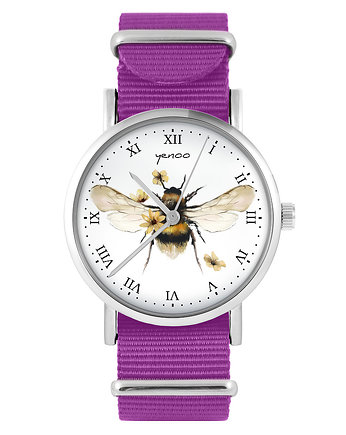 Zegarek - Bee natural - amarant, nylonowy, yenoo