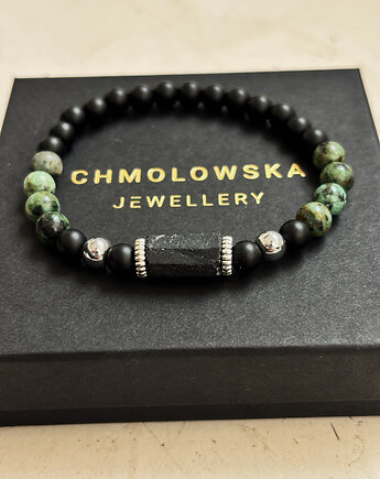 Bransoletka Męska Turkus afrykański i Turmalin, Chmolowska Jewellery