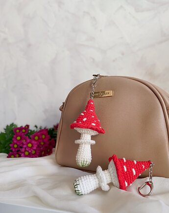 Brelok muchomorek, Brelok do kluczy, Brelok grzybek, Brelok na prezent, EcoToysByNastya