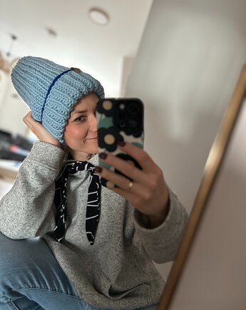 Czapka dziergana ręcznie na drutach, Wełna peruwiańska 100 %, Konevka store