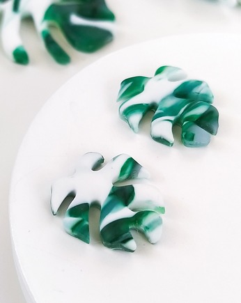 Zielone matowe kolczyki monstera, Marshmaglow