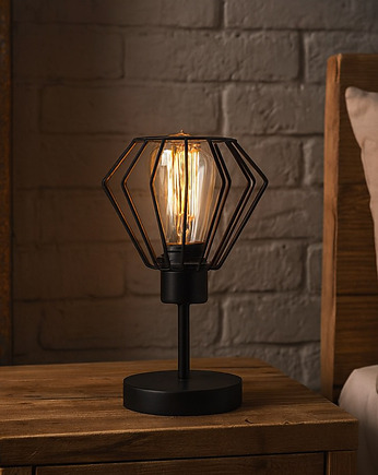 Industrialna lampka stołowa do salonu z drucianym kloszem GALLE LOFT, lampy loftowe LYSNE LOFT
