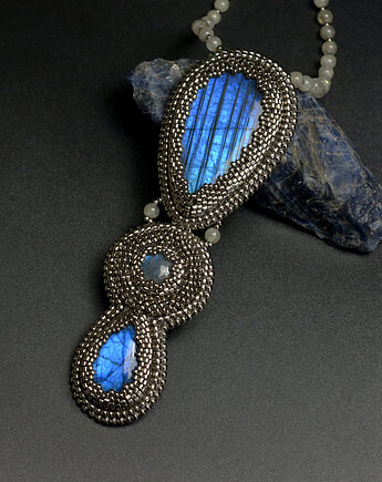 Thellesi, naszyjnik z labradorytami, beading, Sol