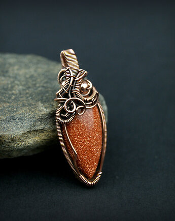 Piasek pustyni wisiorek wire wrapping, Blue Pearl Art