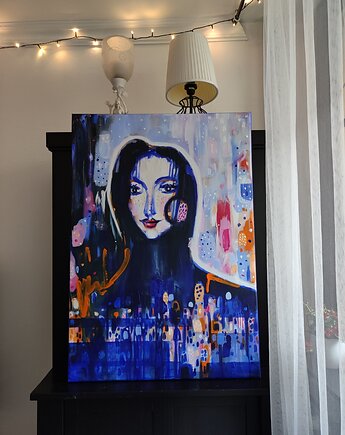 Obraz na zamówienie kupującego - Pani w krainie kropek - 100x70 cm, Kasia Kulicka
