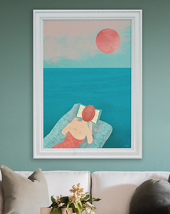Nad morzem z książką - plakat fine art, minimalmill