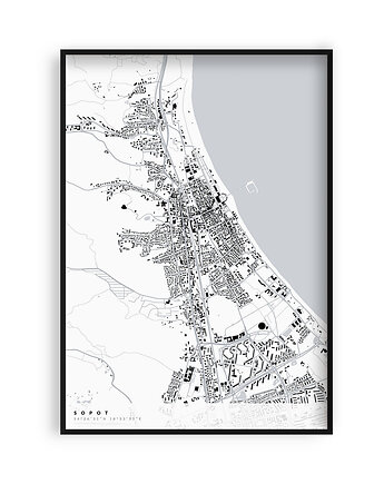 Sopot - mapa miasta  plakat z mapą Sopotu, PLAKATY GEOMETRYCZNE