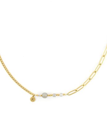 Bestseller! Naszyjnik zodiakalny - Waga Pozłacana stal szlachetna, Kulka Bransoletki