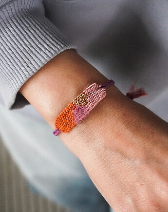Mini bransoletka tkana ręcznie na krośnie, Słońcem Tkane