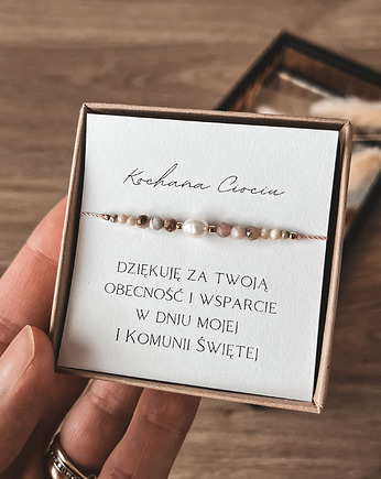 Bransoletka Rose podziękowanie dla Matki Chrzestnej I Komunia Święta, Tiny Stone