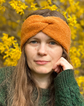 Opaska z alpaki i jedwabiu pomarańczowa, Made by Jaga