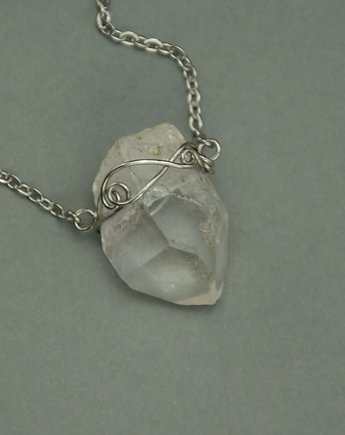 Naszyjnik Talizman surowy kryształ górski wire wrapping, Agata Rozanska