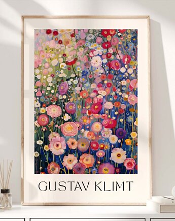 PLAKAT Gustav Klimt, łąka kwiatowa obraz, black dot studio