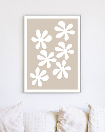 Plakat z kwiatami, beżowy, Dekorando