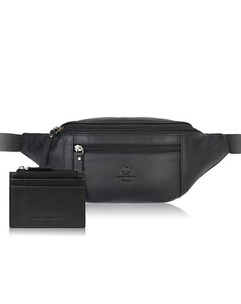 Saszetka nerka męska AY-28 i etui na karty AY-17 zestaw upominkowy ZUP-156-BL, Paolo Peruzzi