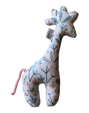 Żyrafa Gałązki - grzechotka z bawełny dla niemowlaka, aab creative
