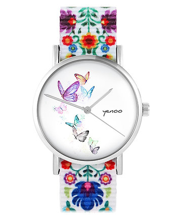 Zegarek - Motyle - folk biały, nato, yenoo