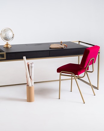 Designerskie nowoczesne biurko K16 BLACK czarne złote  - 180 cm, CustomForm
