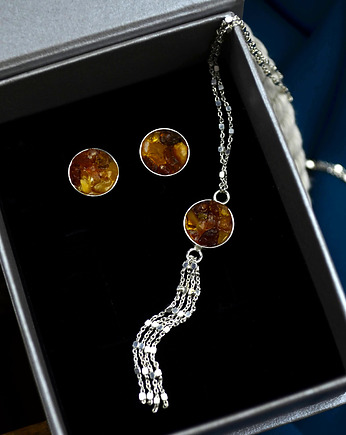 Komplet srebrnej biżuterii z bursztynem, Barbara Fedorczyk
