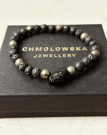 Bransoletka Męska Piryt i Lawa, Chmolowska Jewellery