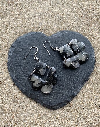 Kolczyki geometryczne czarno-szare z połyskiem, Megan Little Things