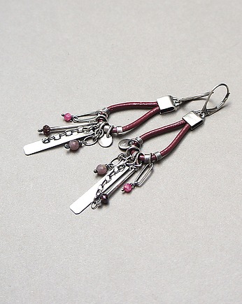 Kolczyki srebrne Pętelki burgund, Katia i krokodyl