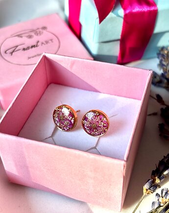 Kolczyki dzika marchew na różu, Frant Art Jewellery