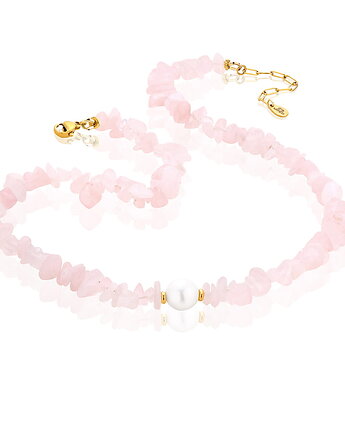 Naszyjnik z kamieni naturalnych - kwarc różowy, MYNESS