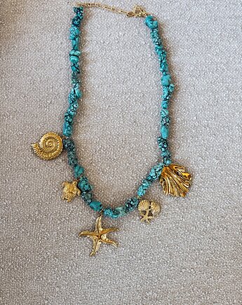 Naszyjnik Turkus Afrykański z zawieszkami, Chmolowska Jewellery