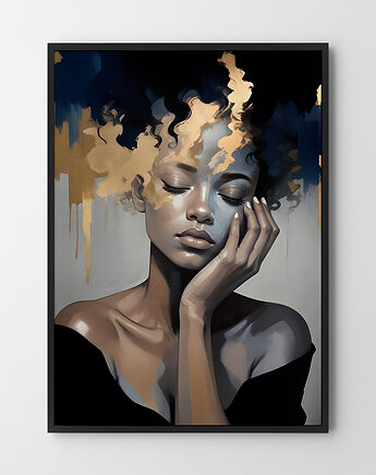 Plakat Woman Gold Wave - abstrakcja, HOG STUDIO