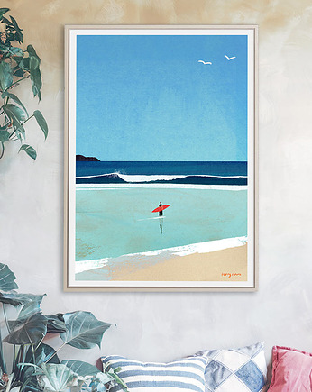 Poranny surfing - plakat surferski, minimalmill