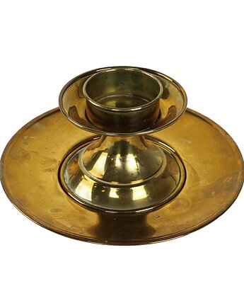 Mosiężny świecznik z podstawką, włoski design, lata 60, produkcja: Włochy, Przetwory design