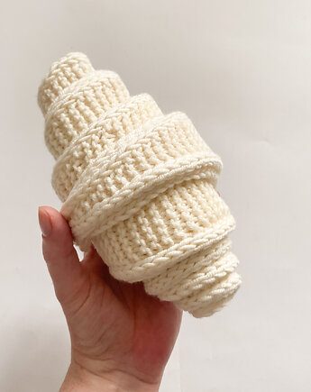 Mini szalik z merynosa ecru kremowy, knots