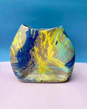 Kolorowy, eklektyczny wazon ceramiczny rękodzieło, Mila Handmade Ceramics