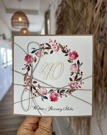 Wyjątkowa kartka ręcznie robiona z okazji 40. rocznicy ślubu - czterdziesta r, sorte