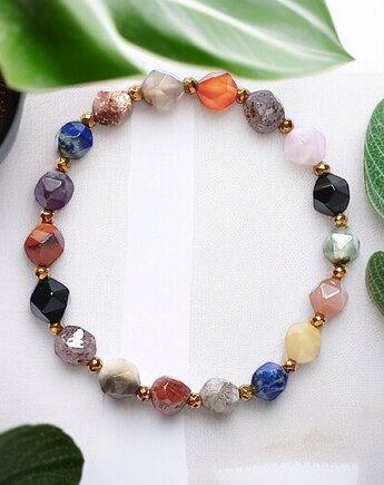 Bransoletka: mix kamieni: szlif gwiazdkowy 8mm, kaktusia