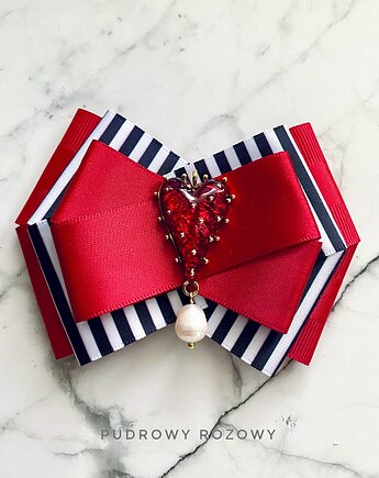 Brosza z niesamowitym sercem z 3d z perełką    NEW, Pudrowy Różowy