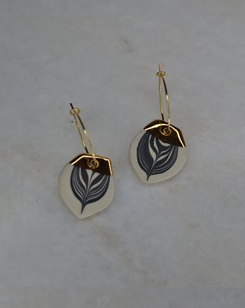Kolczyki ceramiczne zdobione złotem #052, OSOBY - Prezent dla dwojga