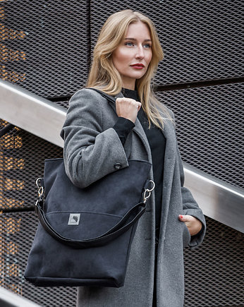 Czarna torba z zamszu ekologicznego, Karolina Audycka