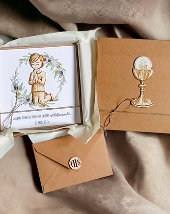 Kartka, personalizacja, pudełko, koperta : oliwki : chłopiec, kaktusia