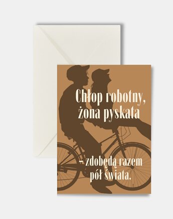 Kartka na ślub oryginalna, chłop robotny, żona pyskata, DODUMU