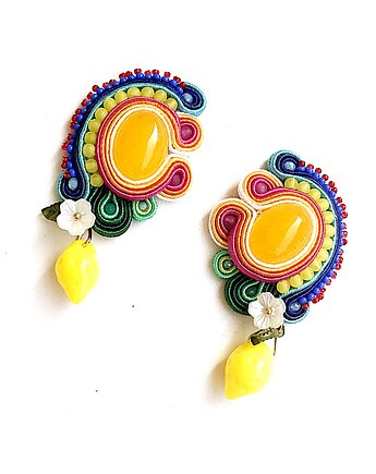 Sutaszowe kolczyki BOA VISTA z cytrynkami, Sylwia Żak