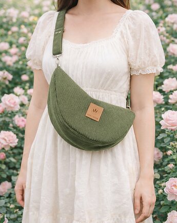 Banana sztruksowa torebko nerka Khaki, sabi tatka