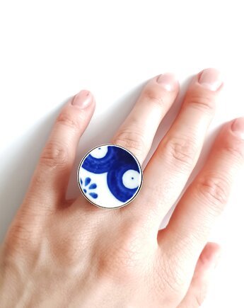 Pierścionek Bolesławiec, biżuteria z talerzy