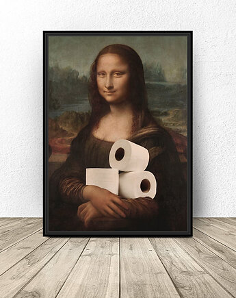 Plakat do łazienki Mona Lisa z papierem toaletowym, scandiposter