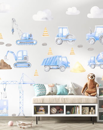 Plac budowy II niebieski -  Naklejka na ścianę dla dzieci, Mała Pracownia DK