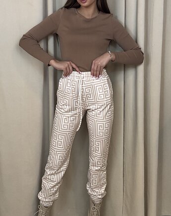 Bawełniane spodnie dresowe Beige, SOLO moda